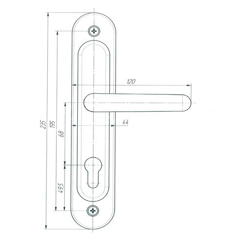 Замок врезной ЗВ4-68. 02 ЛУЧ без МЦ, медь