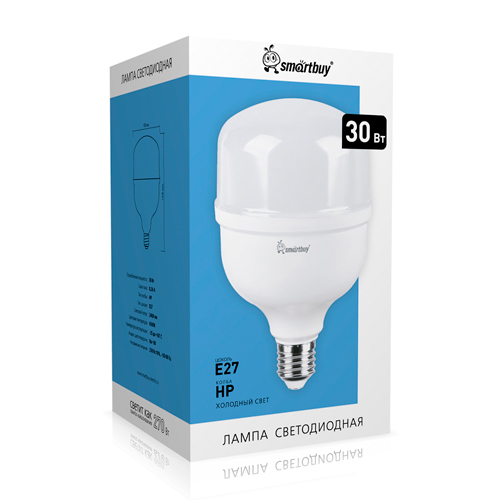 Лампочка светодиодная E27 30Вт 6500K Smartbuy-HP, 1/100