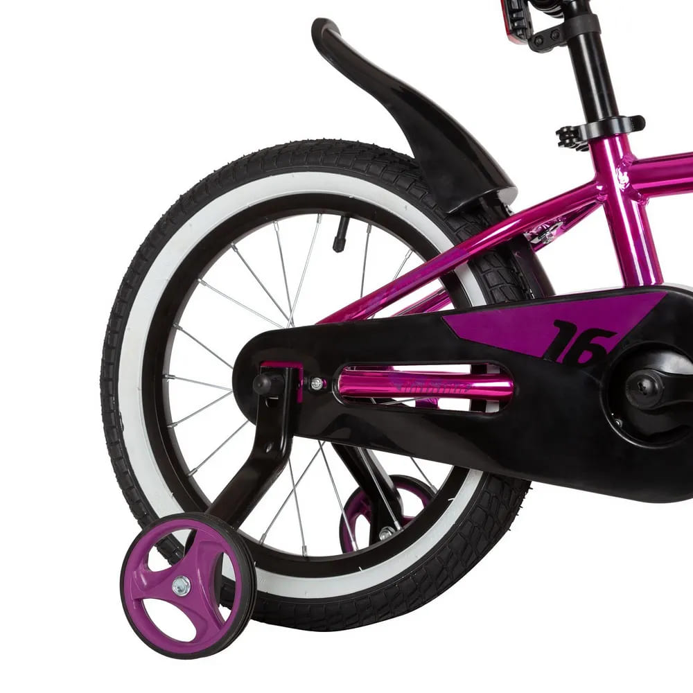 Велосипед NOVATRACK 16, KATRINA алюм., розовый металлик, полная защ.цепи, ножн.тормоз, короткие крыл