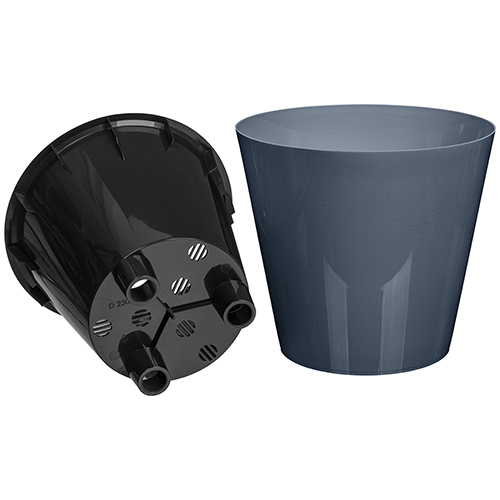 Горшок для цветов 5 л Homver Rosemary 221605935/01, 230 мм с дренажной вставкой, серый