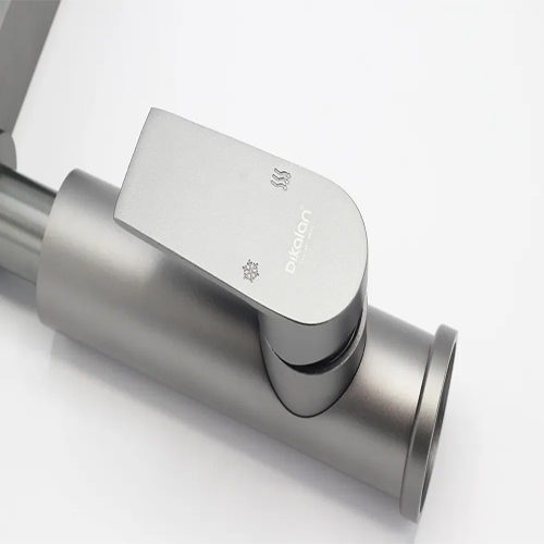 Смеситель для раковины DIKALAN AL1876G регулируемая высота излива, серый матовый, 1/10