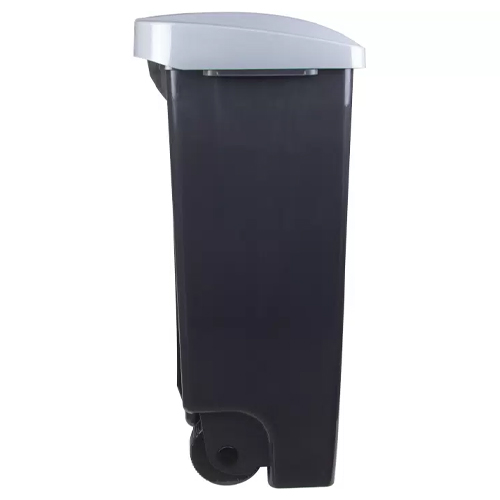 Бак для мусора 110л с педалью на колесах, серый, 1/1