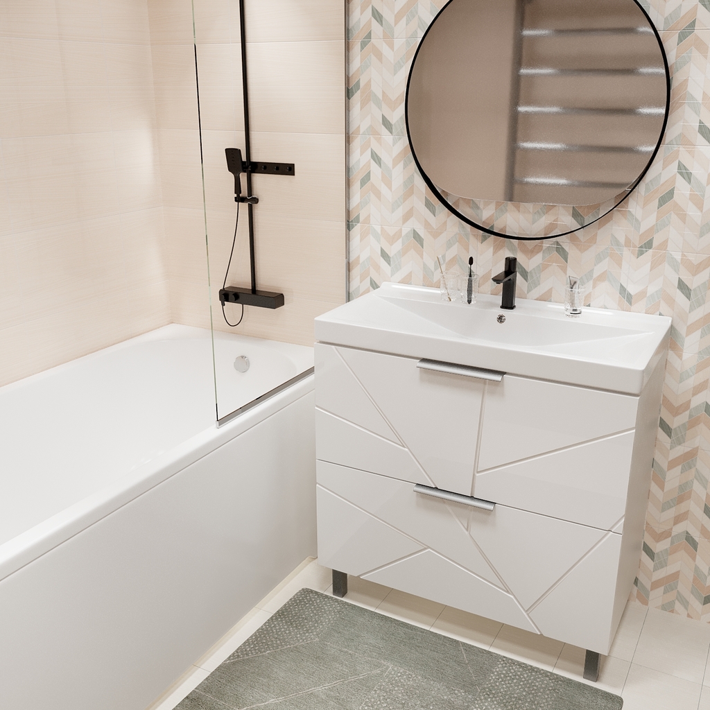 Тумба д/ванной, Гранд-80,  ОТДЕЛЬНО ПРИОБРЕТАЕТСЯ РАКОВИНА под раковину Fest-80, Sanita Lux, ПВХ, раковина в комплект не входит