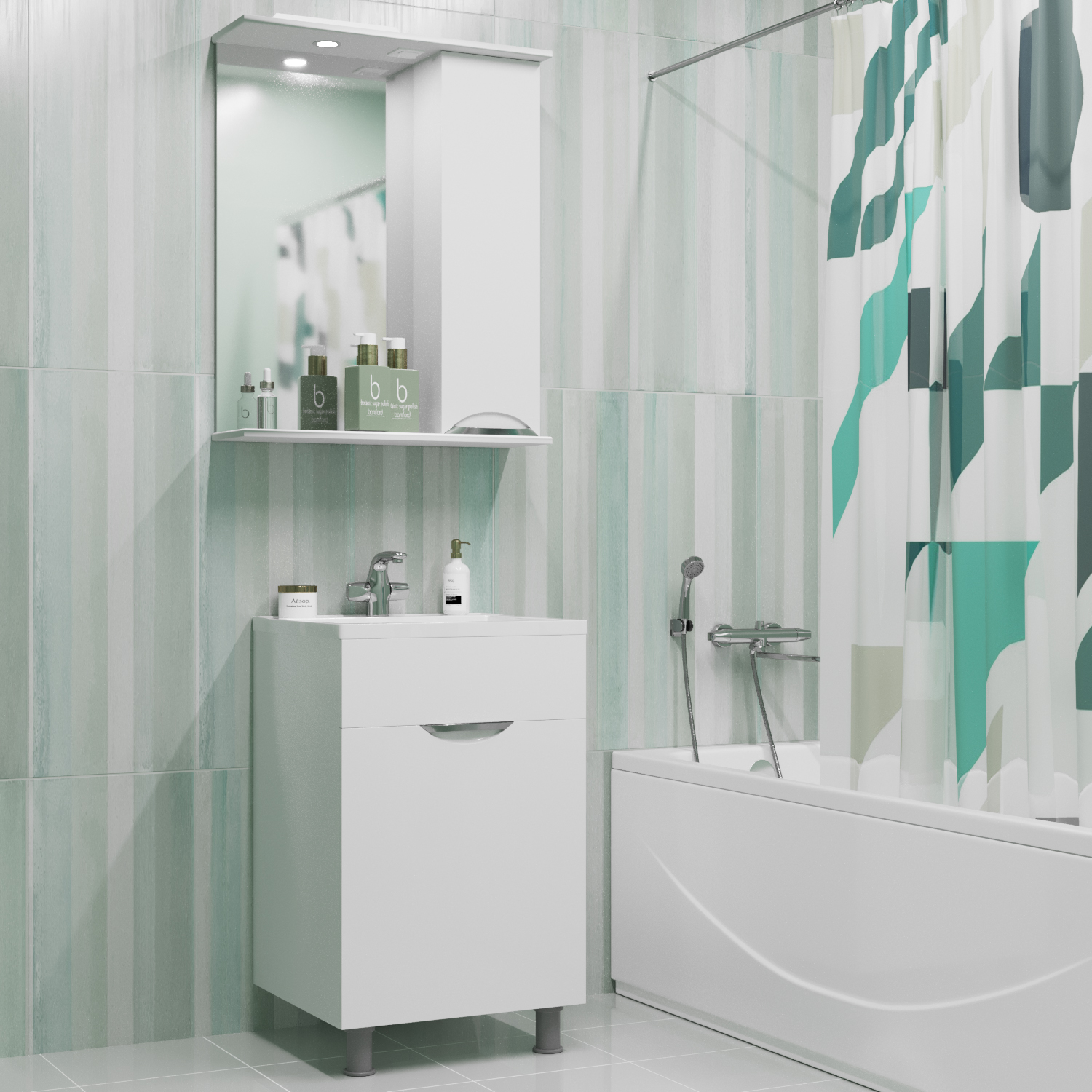 Тумба д/ванной, ЭТЬЕН-50,  ОТДЕЛЬНО ПРИОБРЕТАЕТСЯ РАКОВИНА под раковину Roma 50, Paola /РИМ 50, MIXLINE, ПВХ, раковина в комплект не входит