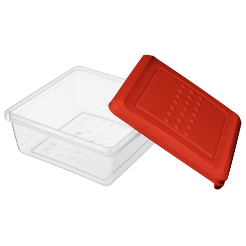 Контейнер для продуктов 0.5 л Homver Asti 221100306/04, квадратный, красный