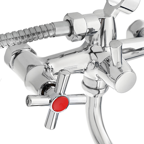 Смеситель для ванны с душем круглый излив 30см, кер. кран-буксы 1/2, хром, цинк, SK08-S217 СоюзКран, 1/10