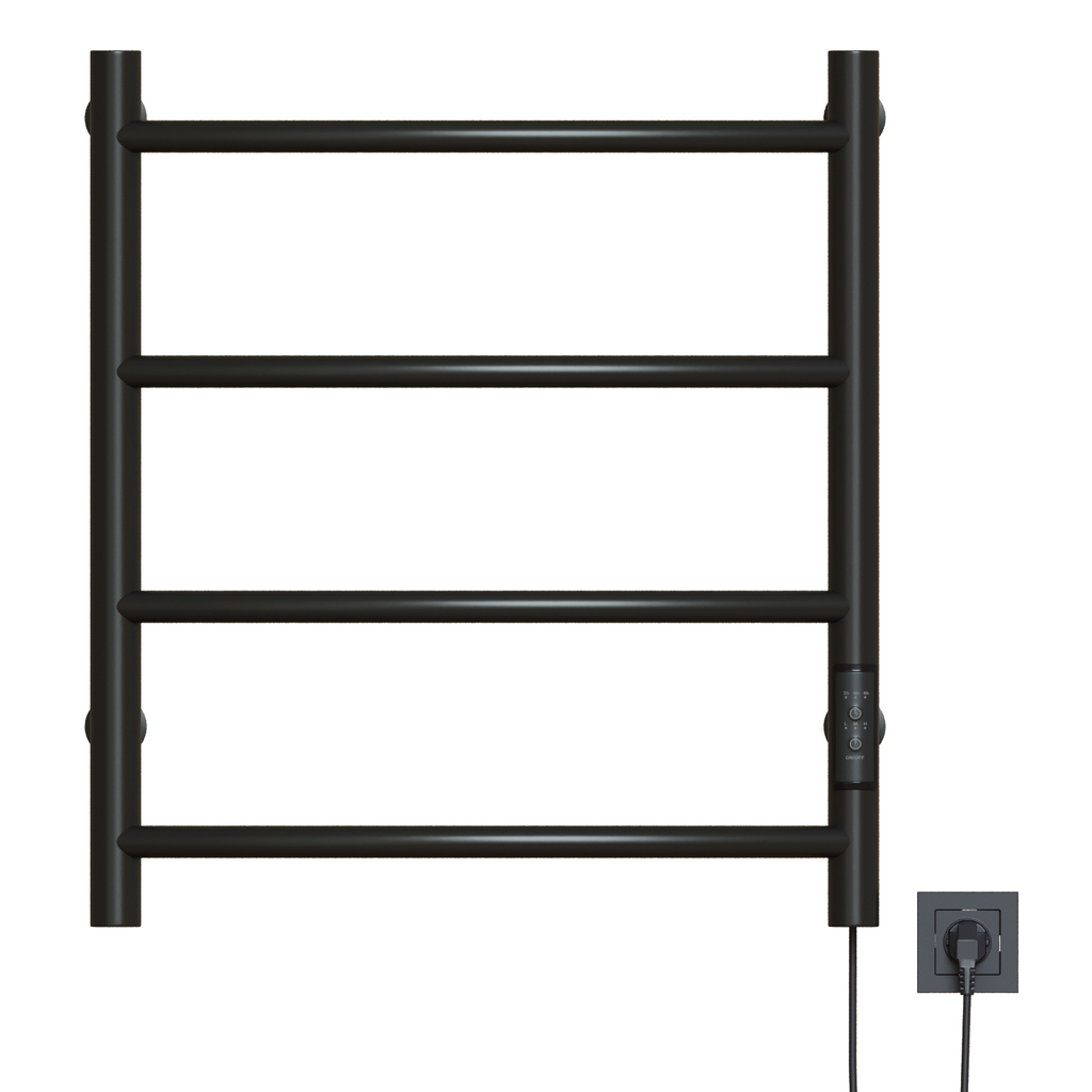 Полотенцесушитель MIXLINE CAPELLA 60х50, таймер, 201 Вт, 4 перекладины электрический ЧЕРНЫЙ