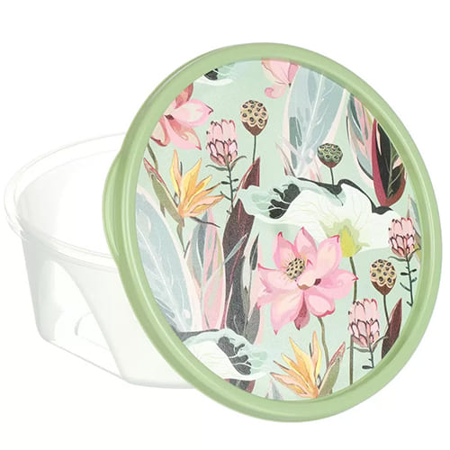 Контейнер для продуктов круглый 1.4 л Homver 222133118/08, с декором, зеленый