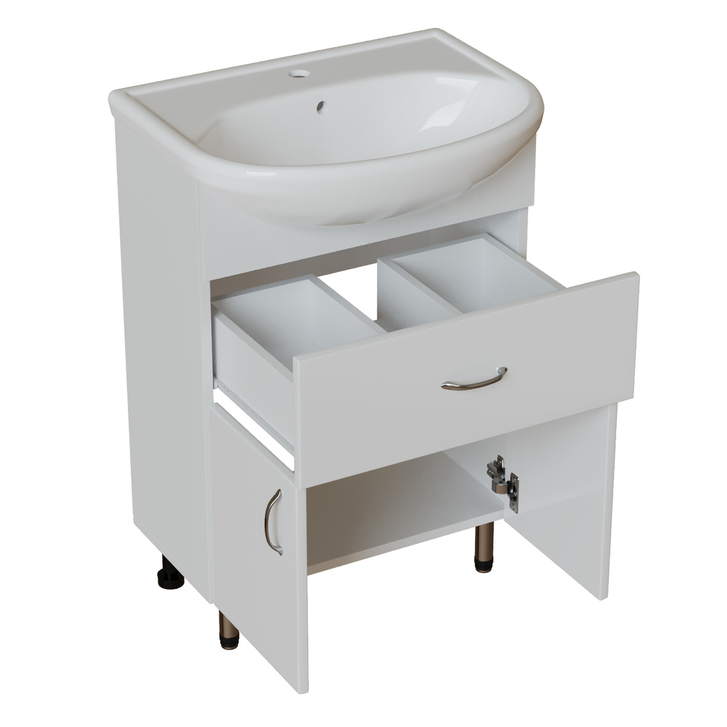 Тумба д/ванной, МИСТРАЛЬ-60,  ОТДЕЛЬНО ПРИОБРЕТАЕТСЯ РАКОВИНА под раковину Уют-60, Rosa, ПВХ, раковина в комплект не входит