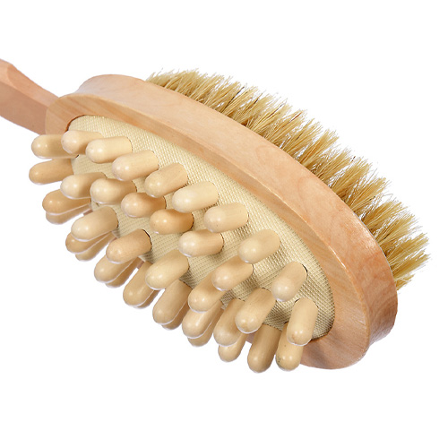 Щетка для тела, деревянная, двухсторонняя с импульсивным массажером, 42смБанные штучки, 1/20