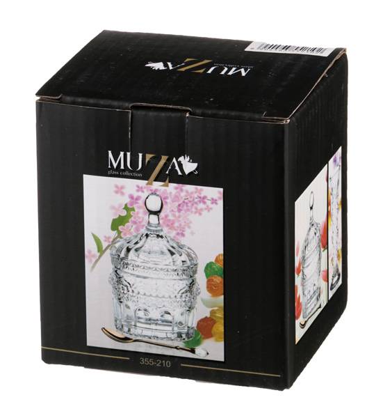 ИКОРНИЦА С ЛОЖКОЙ 125 МЛ. 7,5*7,5 СМ. ВЫСОТА=12 СМ. КОЛЛЕКЦИЯ "MUZA" (КОР=24ШТ.)