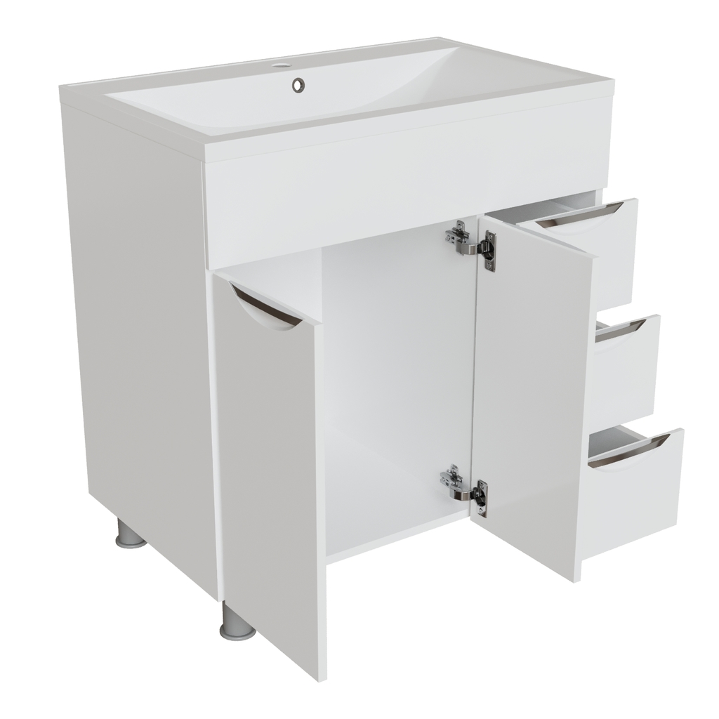 Тумба д/ванной, ЭТЬЕН-80,  ОТДЕЛЬНО ПРИОБРЕТАЕТСЯ РАКОВИНА под раковину Нелли-80, MIXLINE, ПВХ, раковина в комплект не входит