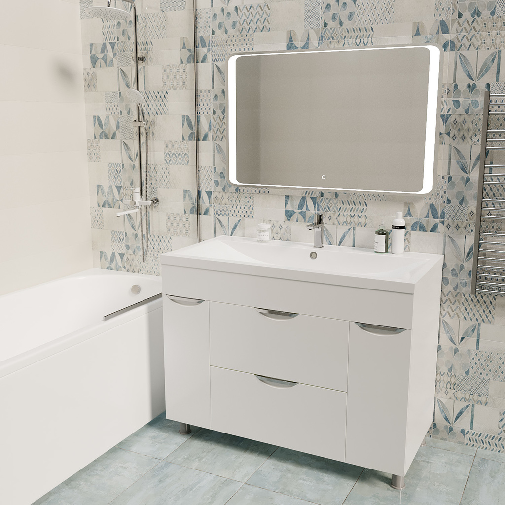 Тумба д/ванной, ЭТЬЕН-90,  ОТДЕЛЬНО ПРИОБРЕТАЕТСЯ РАКОВИНА под раковину Нелли-90, MIXLINE, ПВХ, раковина в комплект не входит