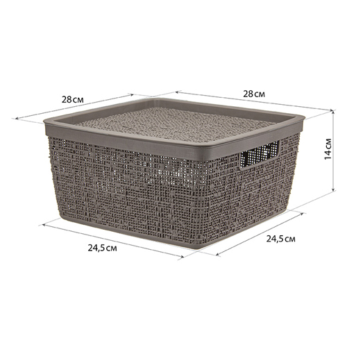 Коробка с крышкой 8 л БЯЗЬ М 2326, 28х28х14 см, французский серый