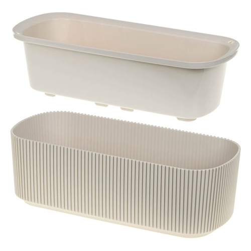 Горшок для цветов СТРИП 290х130мм 1,7л со вставкой, кремовый, 1/9