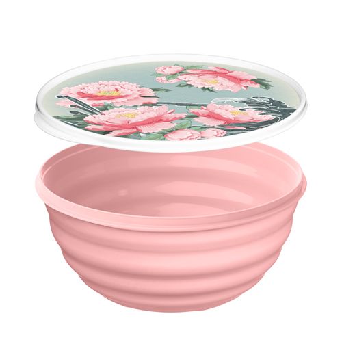 Миска с крышкой 1.1 л Homver Latina 223152208/04, с декором Сад пионов, розовый