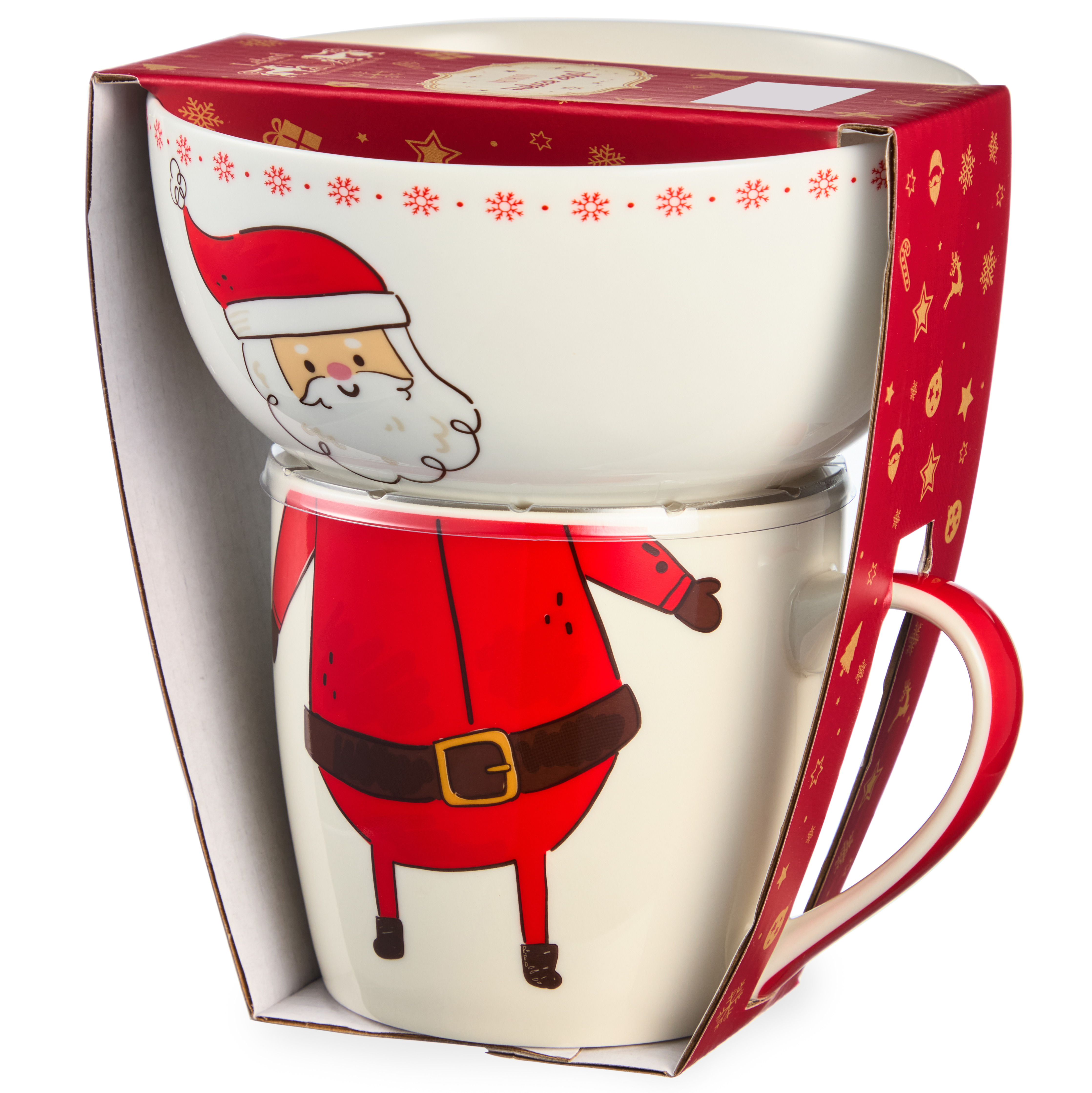 НАБОР ПОСУДЫ LEFARD, ДЕД МОРОЗ, 2 ПР., КРУЖКА 360МЛ, САЛАТНИК 500МЛ