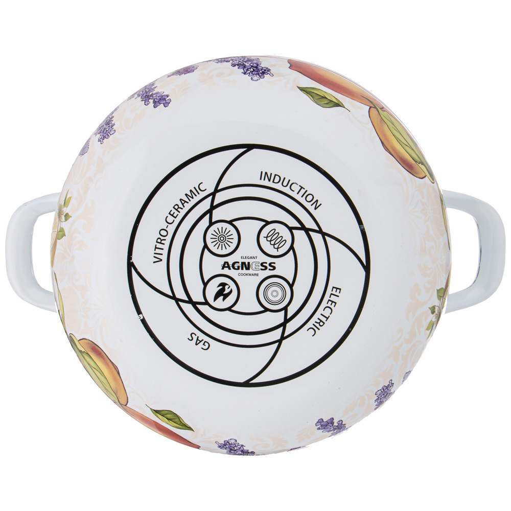 КАСТРЮЛЯ AGNESS ЭМАЛИРОВАННАЯ С ЭМАЛ.КРЫШКОЙ СЕРИЯ, ПРОВАНС ЛИМОНЫ, 1.5 Л, 16*10 СМ