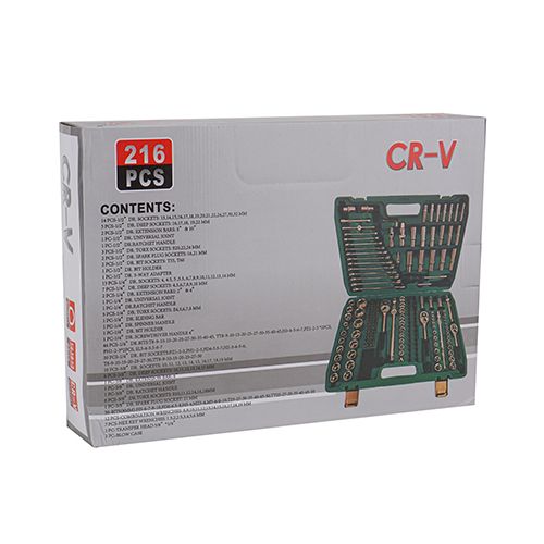 Набор инструментов 216 предметов, в пластиковом кейсе, 1/2