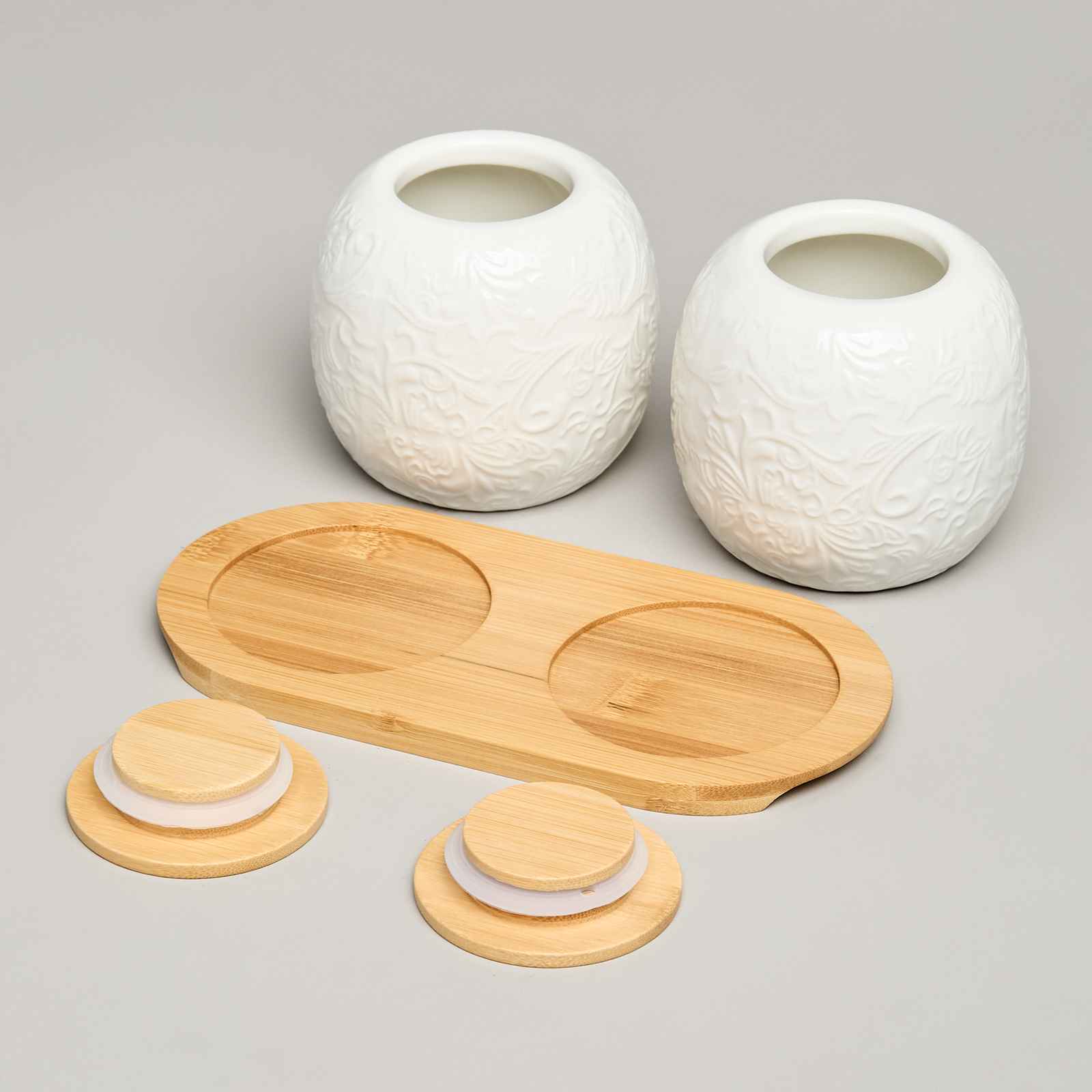 НАБОР БАНОК LEFARD, MUSE, С ДЕР.КРЫШКОЙ НА ДЕР.ПОДСТАВКЕ 2 ШТ. 19, 5*9, 5 СМ 400 МЛ