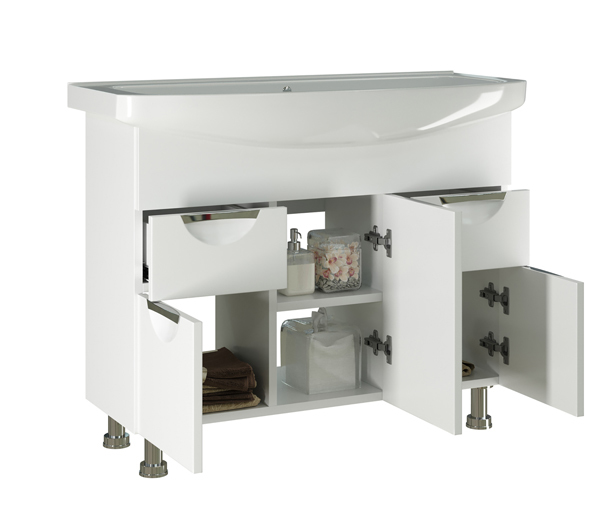 Тумба д/ванной, ЭТЬЕН-105,  ОТДЕЛЬНО ПРИОБРЕТАЕТСЯ РАКОВИНА под раковину Элеганс-105, Kirovit, ПВХ, раковина в комплект не входит