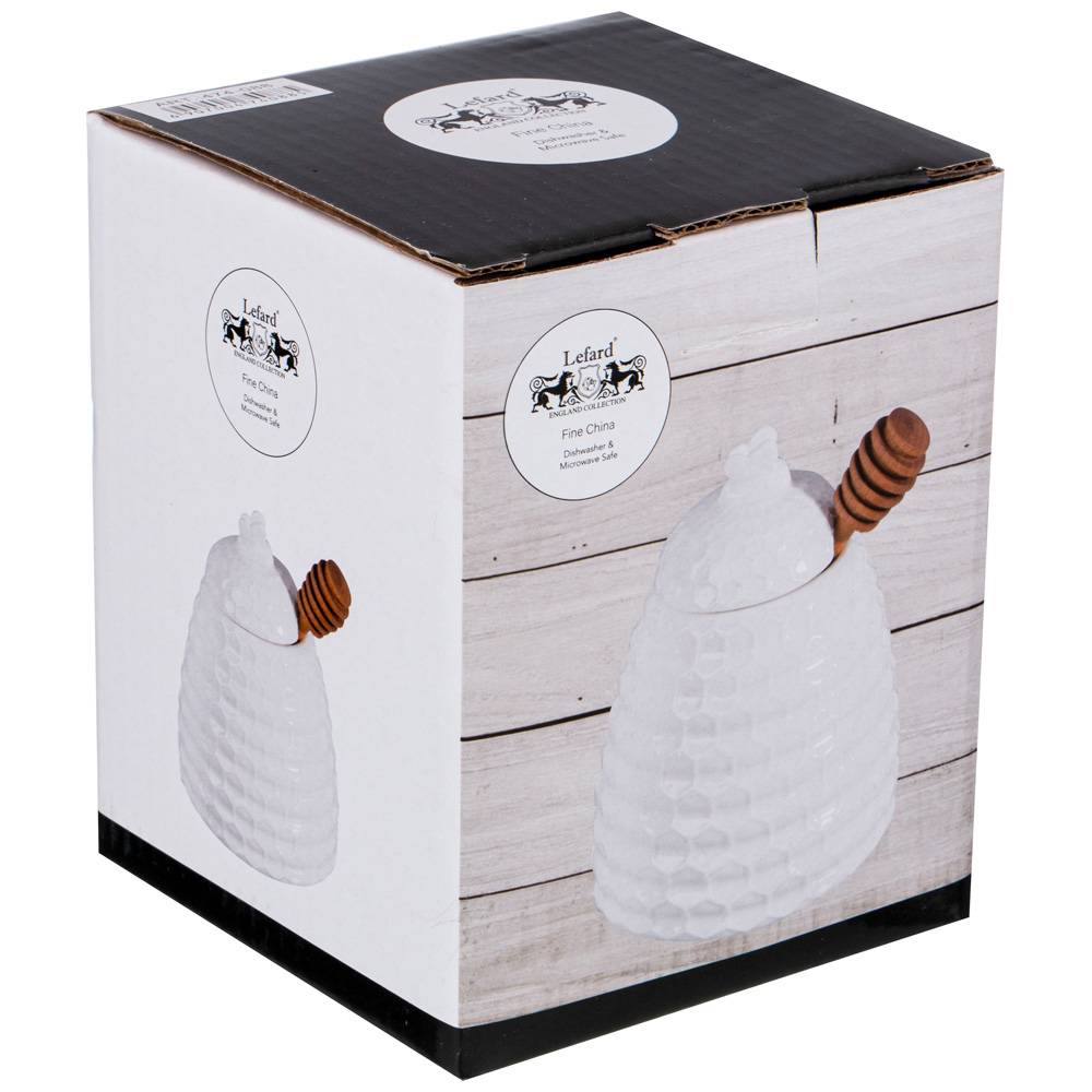 БАНКА ДЛЯ МЕДА LEFARD С ДЕРЕВ. ЛОЖКОЙ 400 МЛ, КОР=24ШТ.