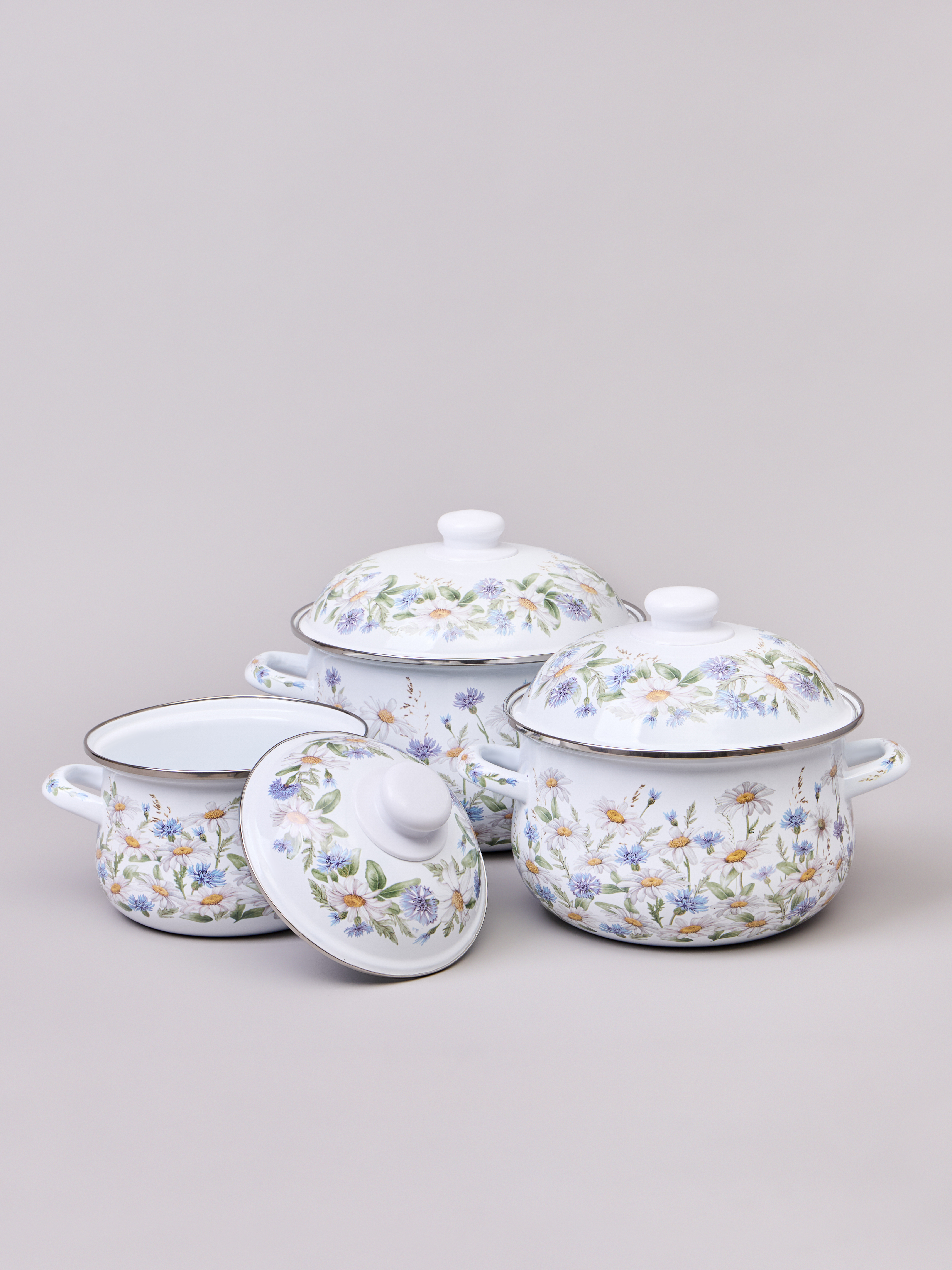 НАБОР КАСТРЮЛЬ AGNESS ЭМАЛИРОВАННЫХ СЕРИЯ, SENTIMENT,  6ПР. 1, 5/2, 8/3, 6Л, 16Х10/20Х12/22Х13СМ