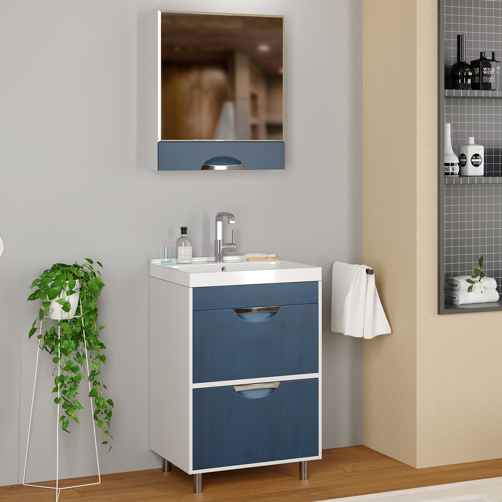 Тумба д/ванной, Байкал-60,  ОТДЕЛЬНО ПРИОБРЕТАЕТСЯ РАКОВИНА под раковину Fest-60, Sanita Lux, ПВХ, раковина в комплект не входит