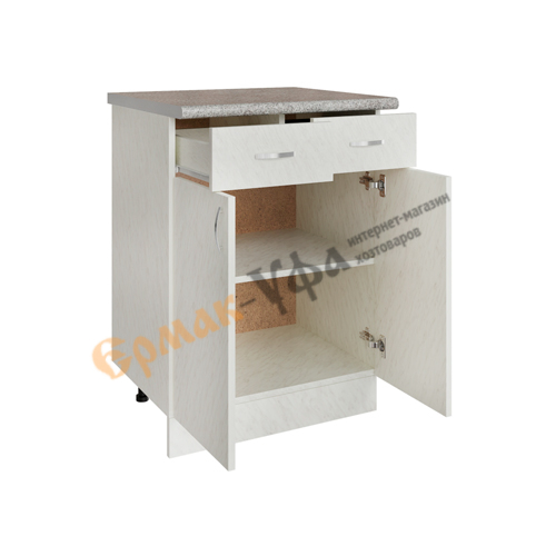 Стол разделочный 60 ЛДСП, белый мрамор, 2 ящика, 1/1