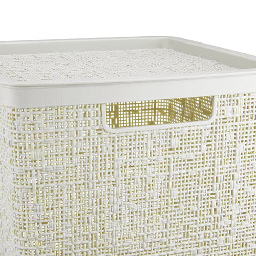 Коробка с крышкой 17 л IDEA БЯЗЬ М 2327, 28х28х28 см, белый ротанг