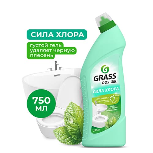 Средство для туалета и ванной DOS GEL Мятная сила, ГРАСС, 750мл, 4/12