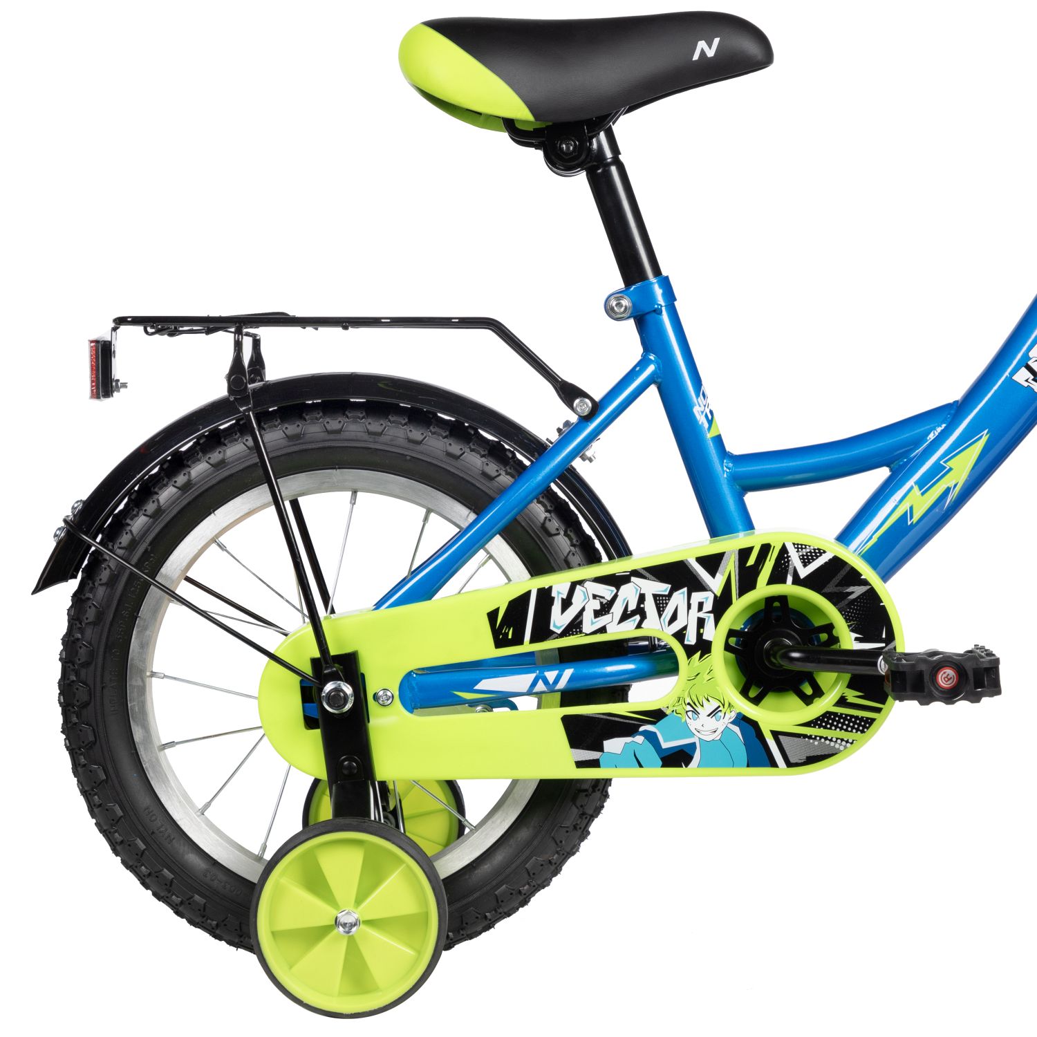Велосипед NOVATRACK 14, VECTOR синий, тормоз нож, крылья, багажник, полная защ.цепи