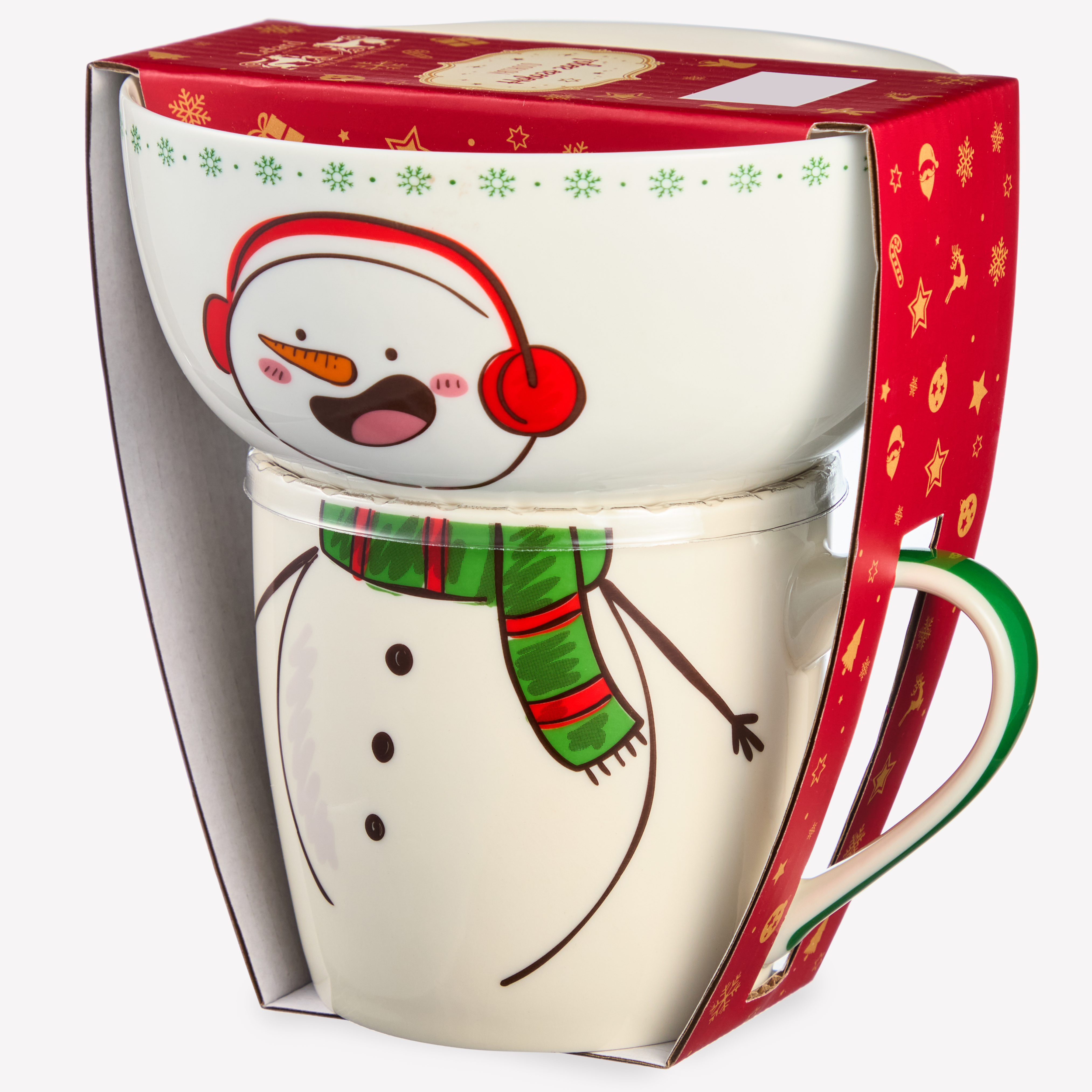 НАБОР ПОСУДЫ LEFARD, СНЕГОВИК, 2 ПР., КРУЖКА 360МЛ, САЛАТНИК 500МЛ