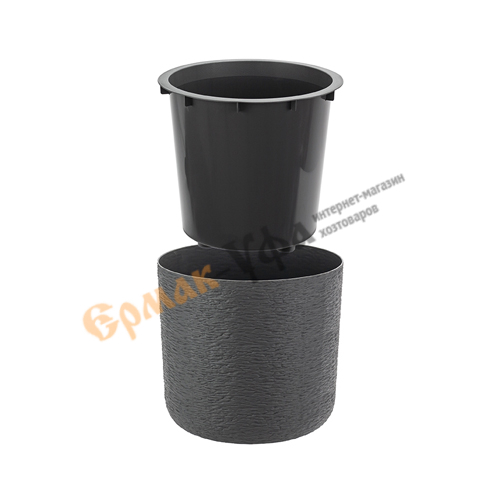 Горшок для цветов Сланец d-280мм 9,5л со вставкой, графитовый, 1/6