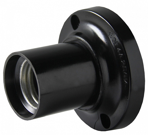 Патрон карболитовый прямой потолочный, Е27 250В, 4А черный, 20/200