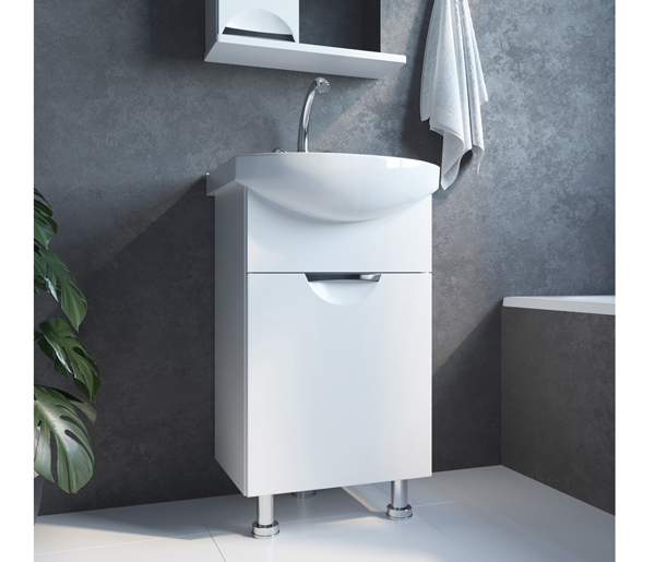 Тумба д/ванной, ЭТЬЕН-50,  ОТДЕЛЬНО ПРИОБРЕТАЕТСЯ РАКОВИНА под раковину Элеганс 50, Rosa, ПВХ, раковина в комплект не входит