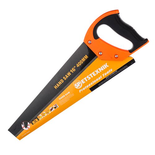 Ножовка по дереву 400мм, крупный зуб 3 TPI, пластиковая обрезиненная ручка, 1/48