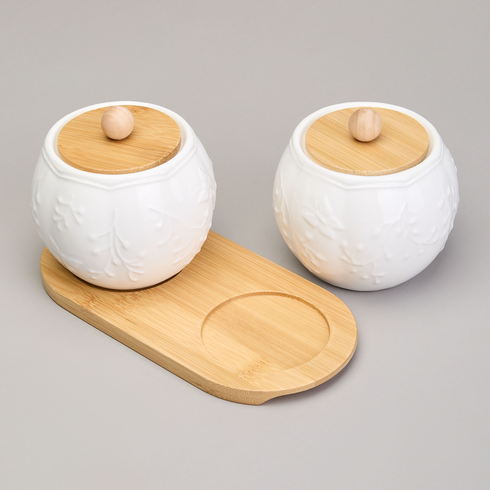 НАБОР САХАРНИЦ LEFARD, NATIVE, 2 ШТ. 10*10 СМ 300 МЛ НА ДЕРЕВ. ПОДСТАВКЕ