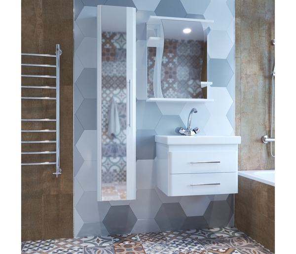 Зеркальный шкаф, Классик-55, правый без подсветки, ПВХ