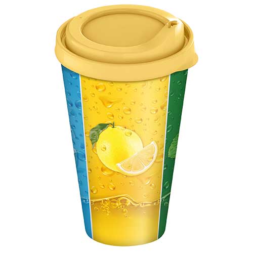 Стакан с крышкой 550 мл Homver 223112990/00, с декором Фрукты и лед, микс