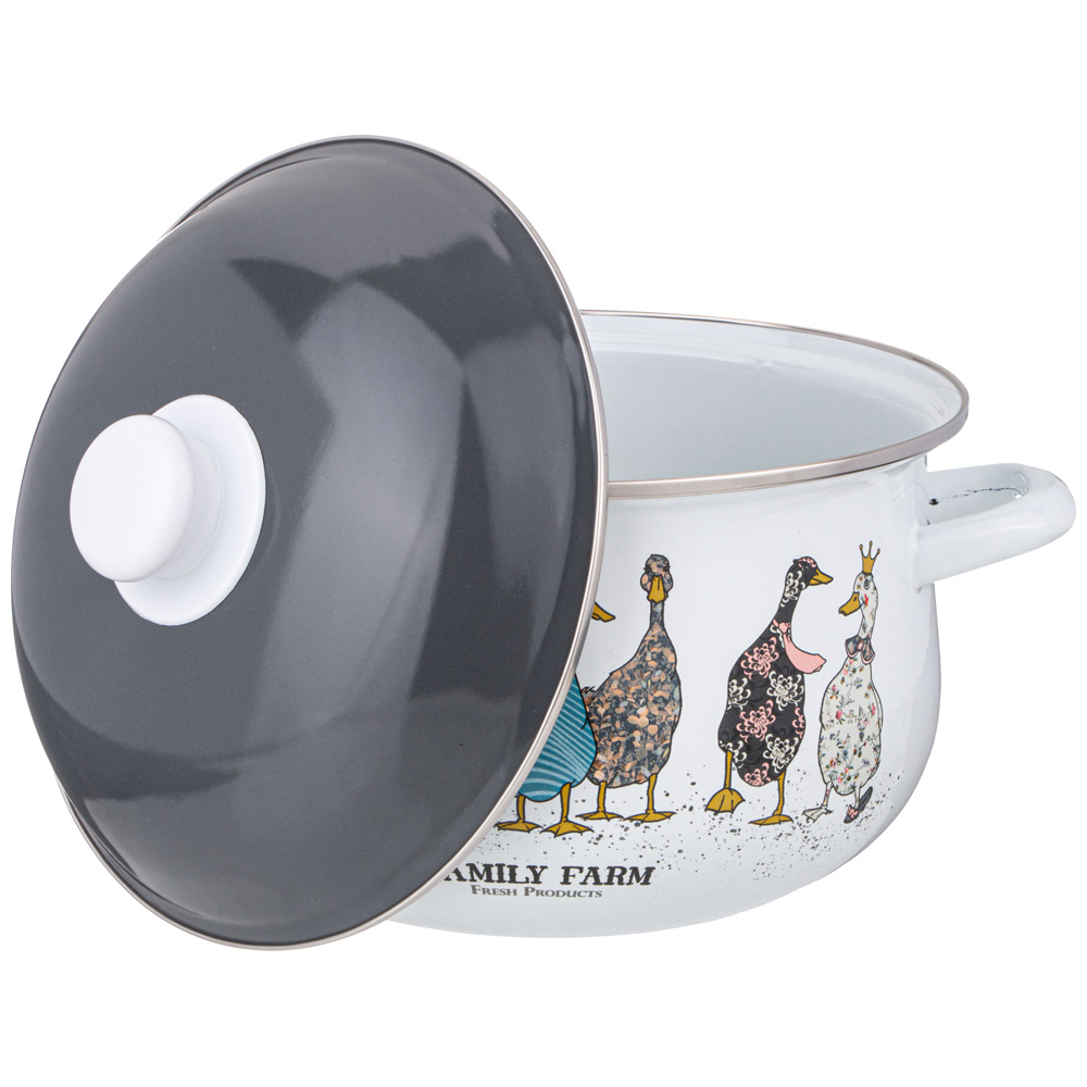 КАСТРЮЛЯ AGNESS ЭМАЛИРОВАННАЯ С ЭМАЛ.КРЫШКОЙ СЕРИЯ, FAMILY FARM,  2.0 Л, 18*11 СМ