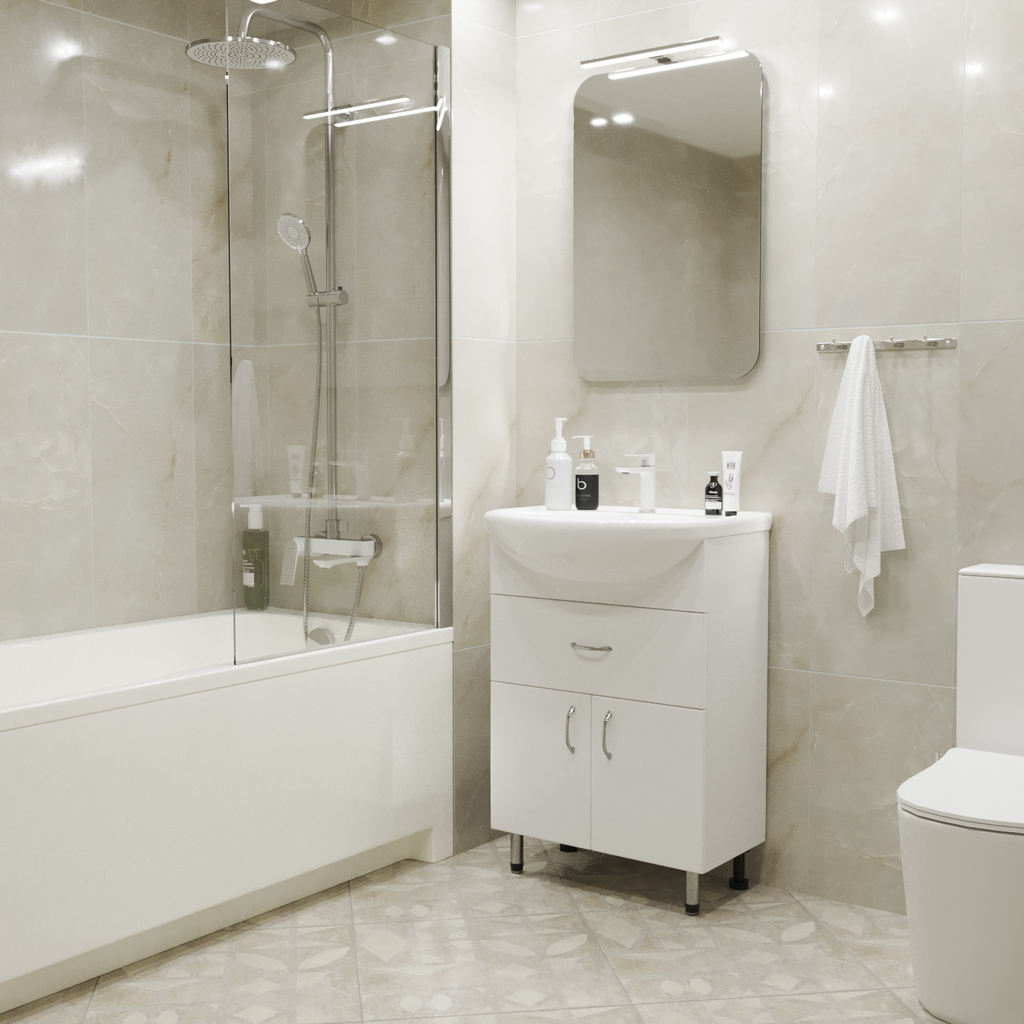 Тумба д/ванной, МИСТРАЛЬ-60,  ОТДЕЛЬНО ПРИОБРЕТАЕТСЯ РАКОВИНА под раковину Уют-60, Rosa, ПВХ, раковина в комплект не входит