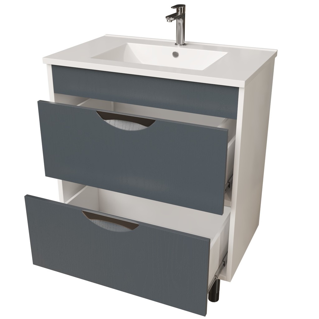 Тумба д/ванной, Байкал-75,  ОТДЕЛЬНО ПРИОБРЕТАЕТСЯ РАКОВИНА под раковину Quadro-75, Sanita Luxe, ПВХ, раковина в комплект не входит