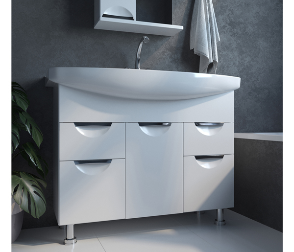 Тумба д/ванной, ЭТЬЕН-105,  ОТДЕЛЬНО ПРИОБРЕТАЕТСЯ РАКОВИНА под раковину Элеганс-105, Kirovit, ПВХ, раковина в комплект не входит