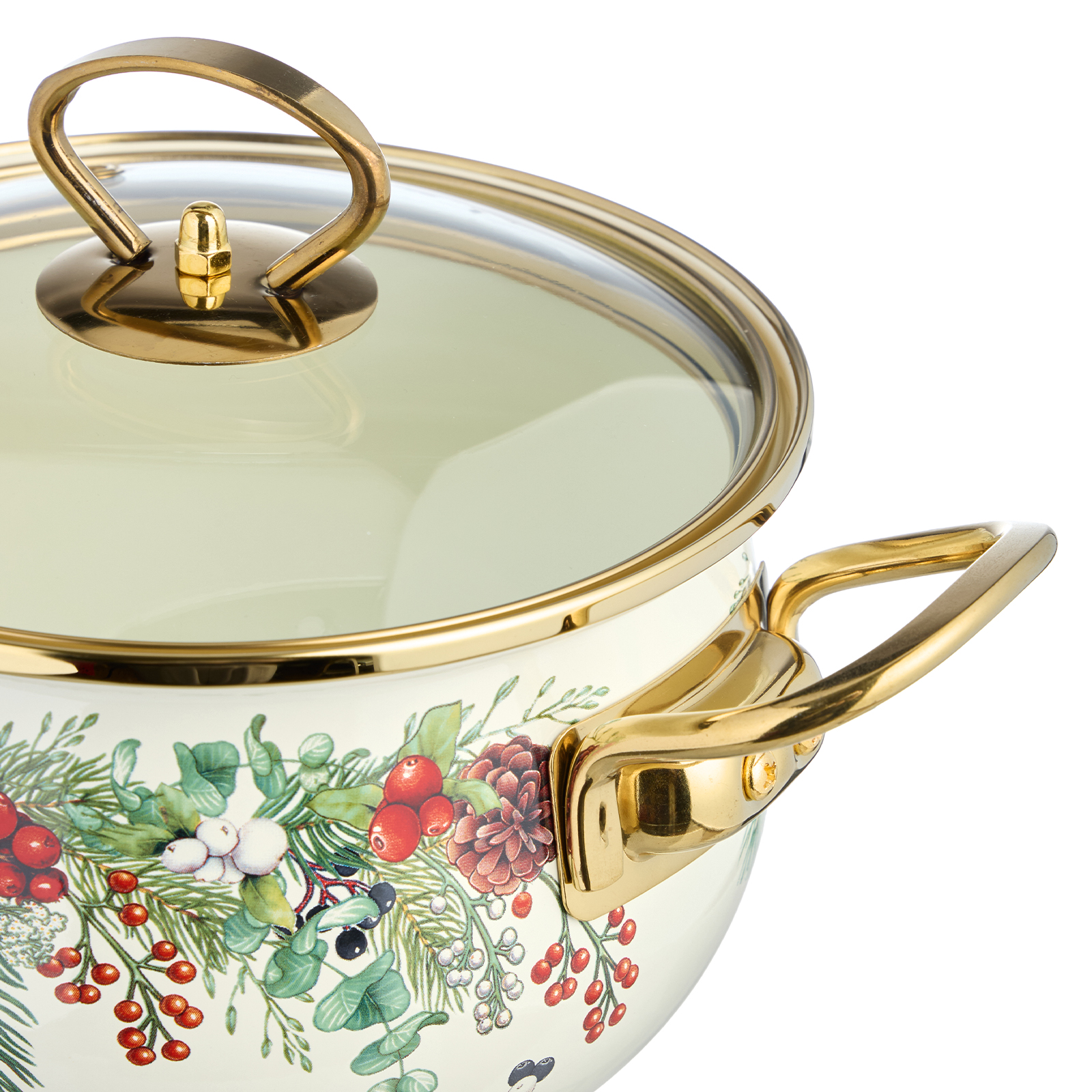 КАСТРЮЛЯ ЭМАЛИРОВАННАЯ AGNESS СО СТЕКЛЯННОЙ КРЫШКОЙ СЕРИЯ, CELEBRATION,  2.0 Л, 18*11 СМ