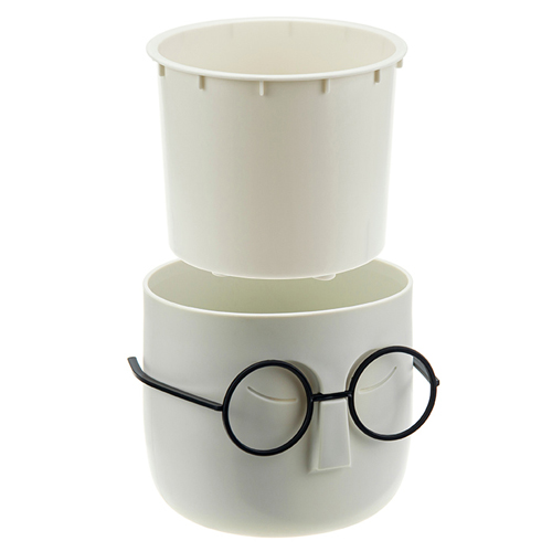 Кашпо 0.65 л IDEA СТИВ М 3079, 115 мм, со вставкой, белый ротанг