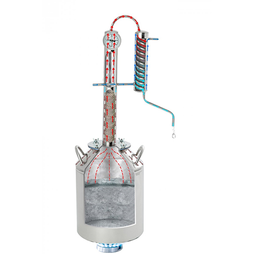Дистиллятор бытовой, самогонный аппарат, 20,0л АЛКОВАР КРЕПЫШ+ термометр