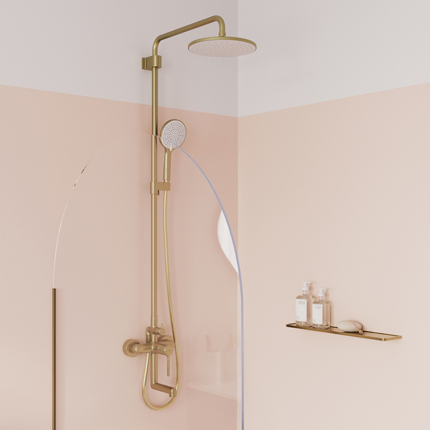 Душевая система 35к IDDIS AIGMG3Fi06, Aiger, лейка, Тропический душ,  ЗОЛОТО матовый