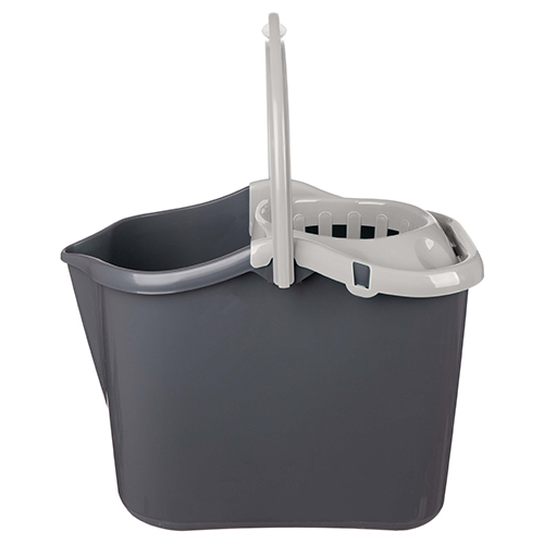 Ведро прямоугольное 13 л Homver Rimo 221245321/04, с отжимом МОП, светло-серое