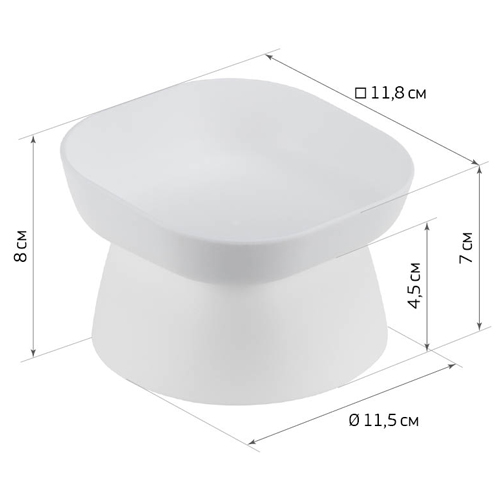 Миска для животных 0.2 л IDEA КВАДРО М 1807, белая